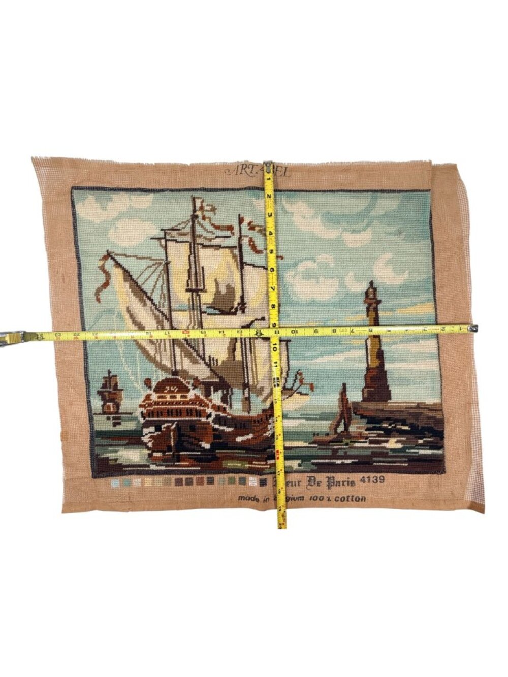 Vintage Fleur De Paris 4139 Art 4Bel Vintage Needlepoint Ship Lighthouse 19x23" - Picture 3 of 3